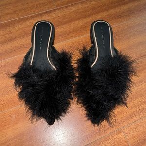 Zara feather slippers